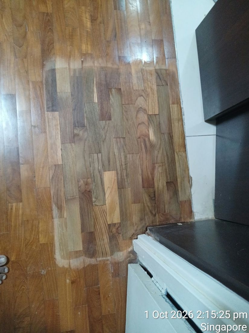 Relaid timber strips sanded flush
