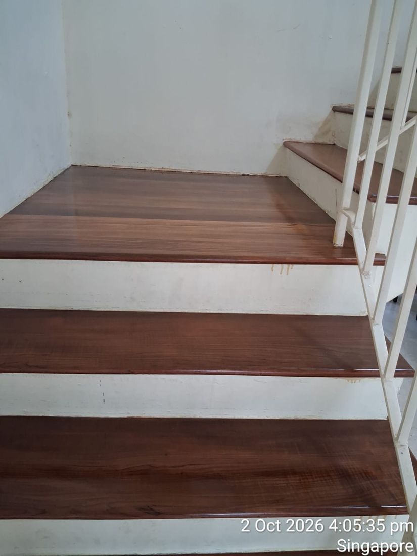 Stained and varnished timber stair treads