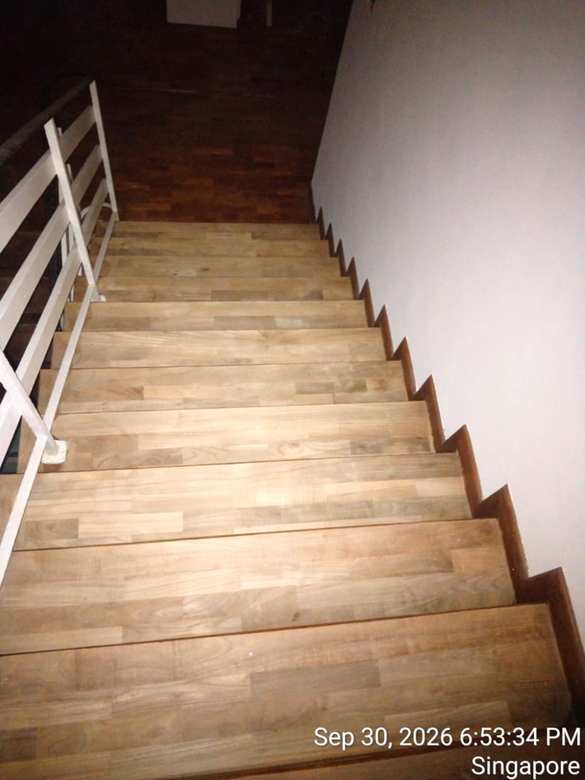Staircase sanded back to bare timber before staining